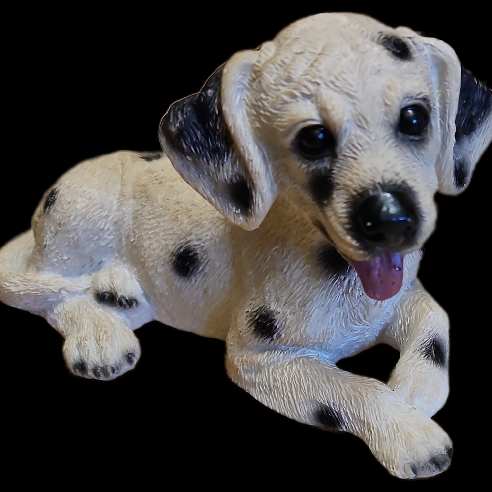 Dalmatian Puppy Resin Figurine 6.5" Lying Down Realistic Dog Statue Pet Lover De